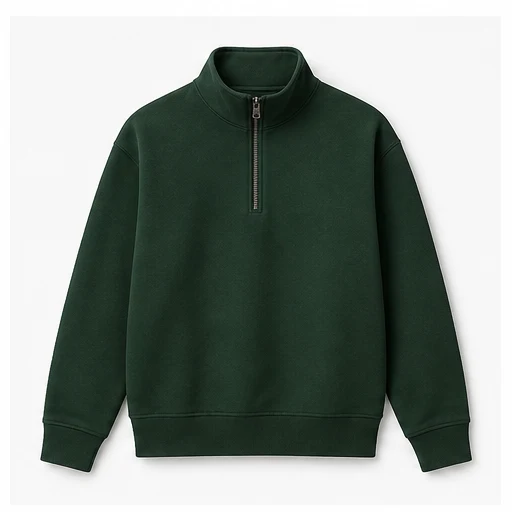 Original dark green quarter-zip sweatshirt on a plain studio background.